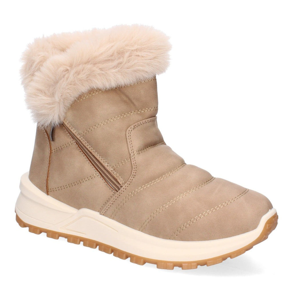 Elegante khakifarbene Stiefeletten mit Absatz