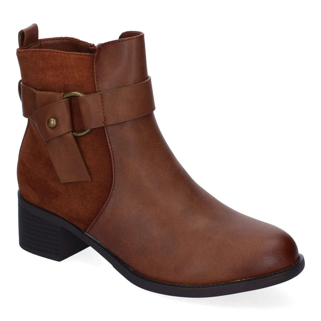 Botines Elegantes Camel con Detalles Distintivos