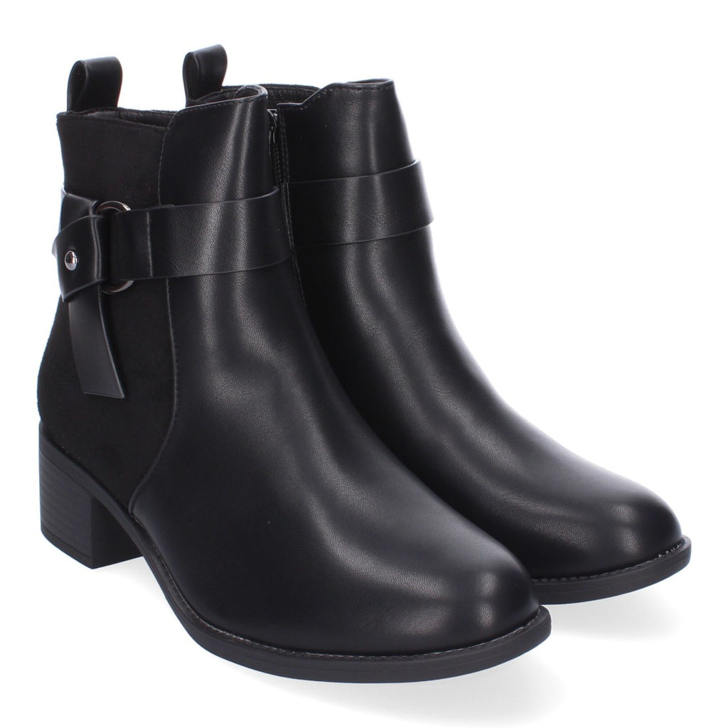 Botines Elegantes Negro con Detalles Distintivos