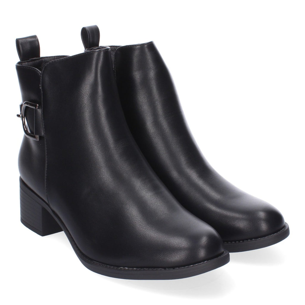 Botines Elegantes Negro con Detalles Distintivos