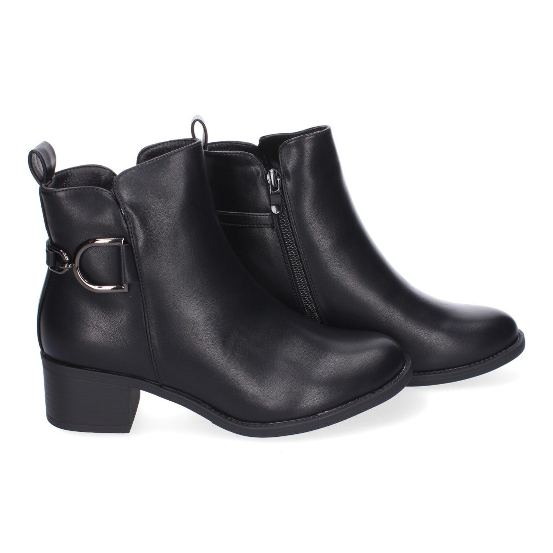 Botines Elegantes Negro con Detalles Distintivos