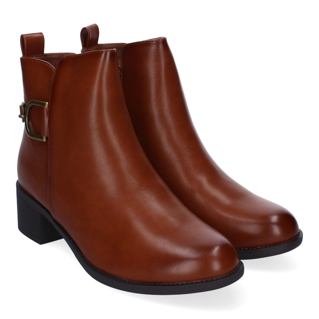 Botines Elegantes Camel con Detalles Distintivos