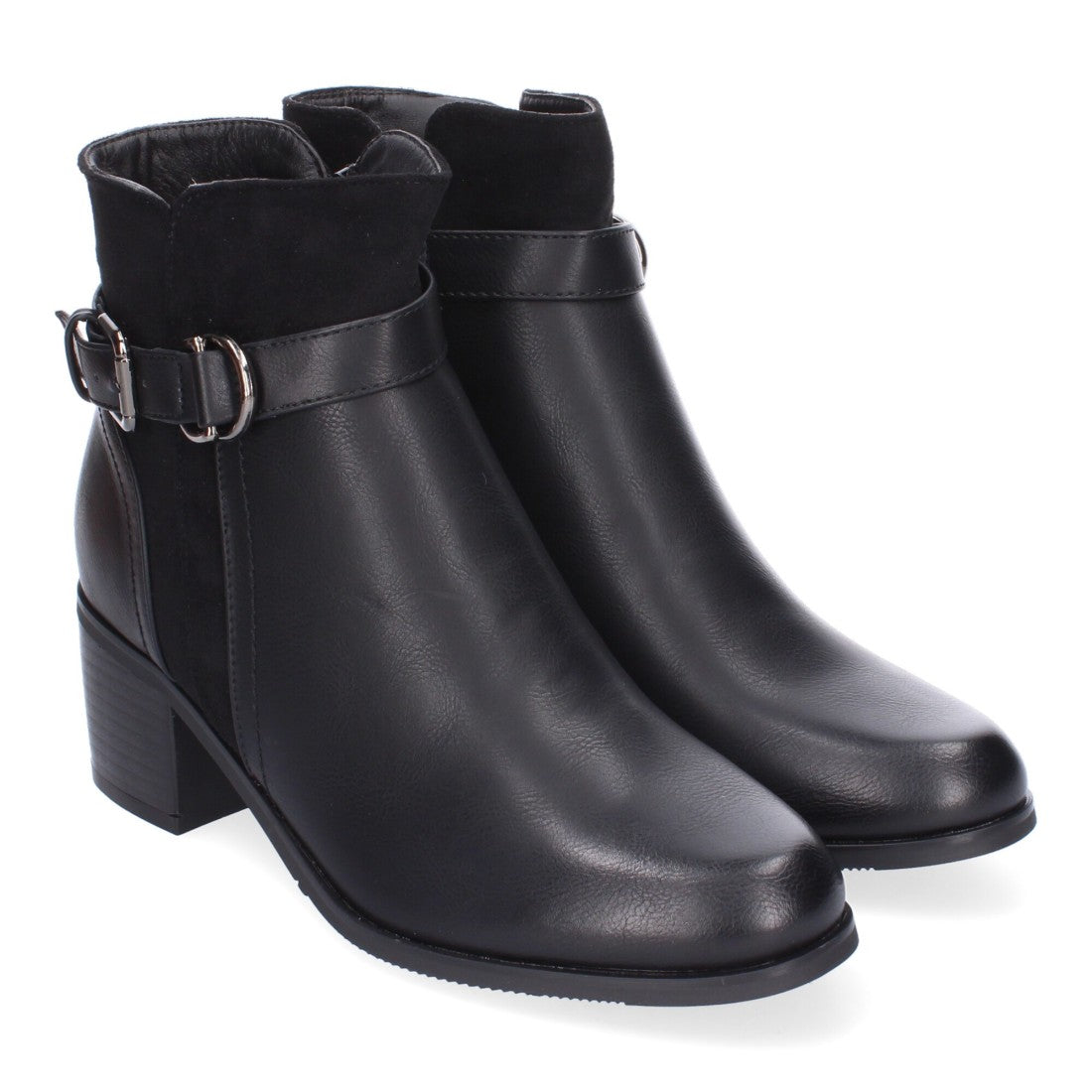 Botines Elegantes Negro con Detalles Distintivos