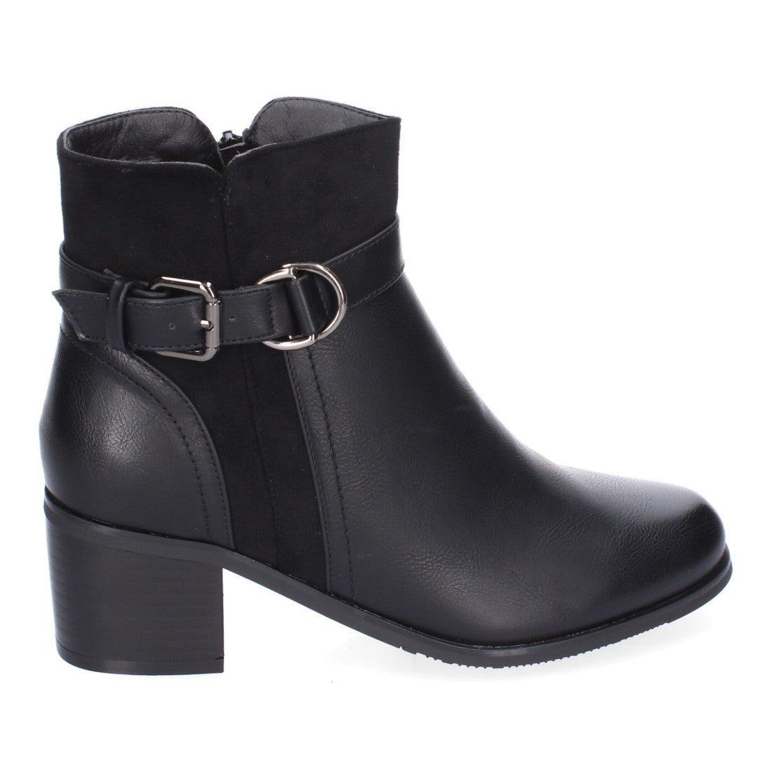 Botines Elegantes Negro con Detalles Distintivos