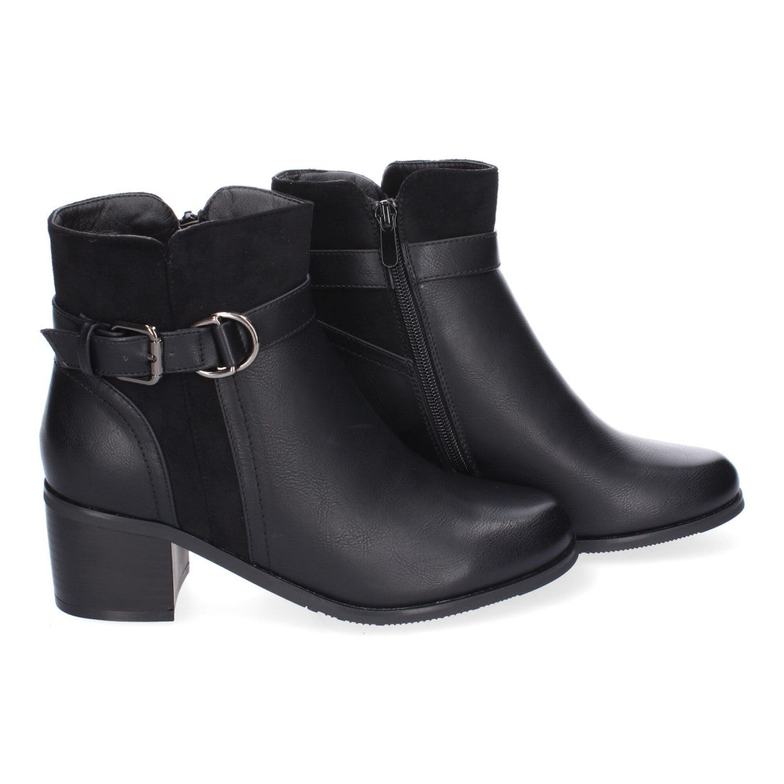 Botines Elegantes Negro con Detalles Distintivos