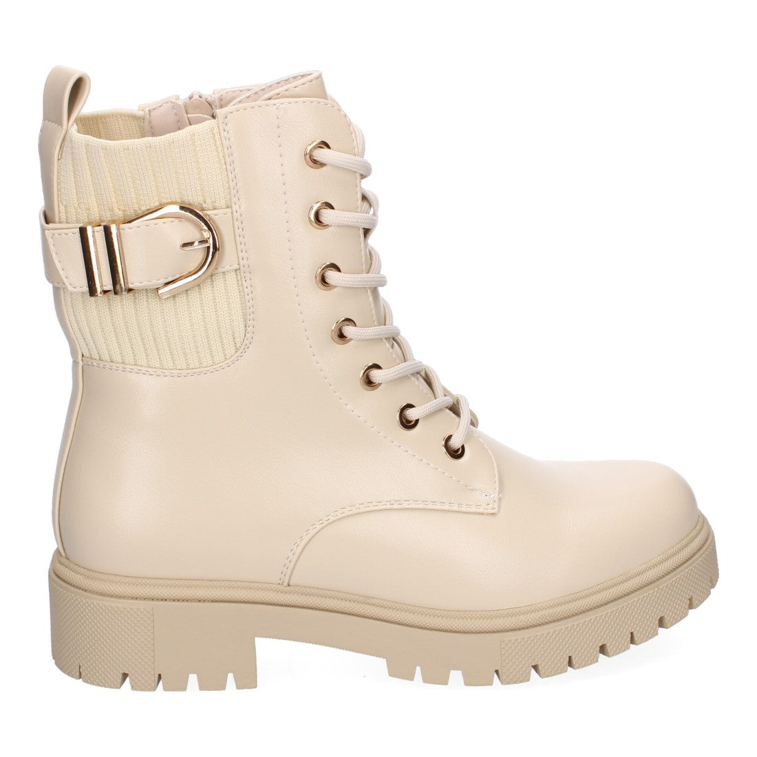 Botines Elegantes Beige con Detalles Distintivos