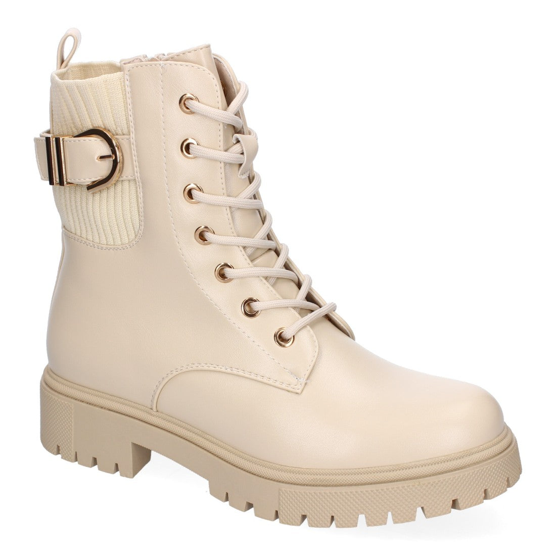 Botines Elegantes Beige con Detalles Distintivos
