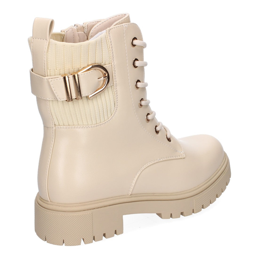 Botines Elegantes Beige con Detalles Distintivos