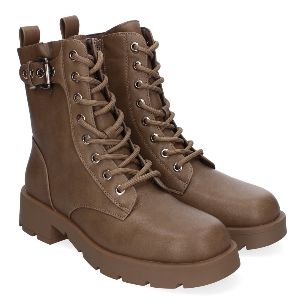 Botines Elegantes Kaki con Detalles Distintivos