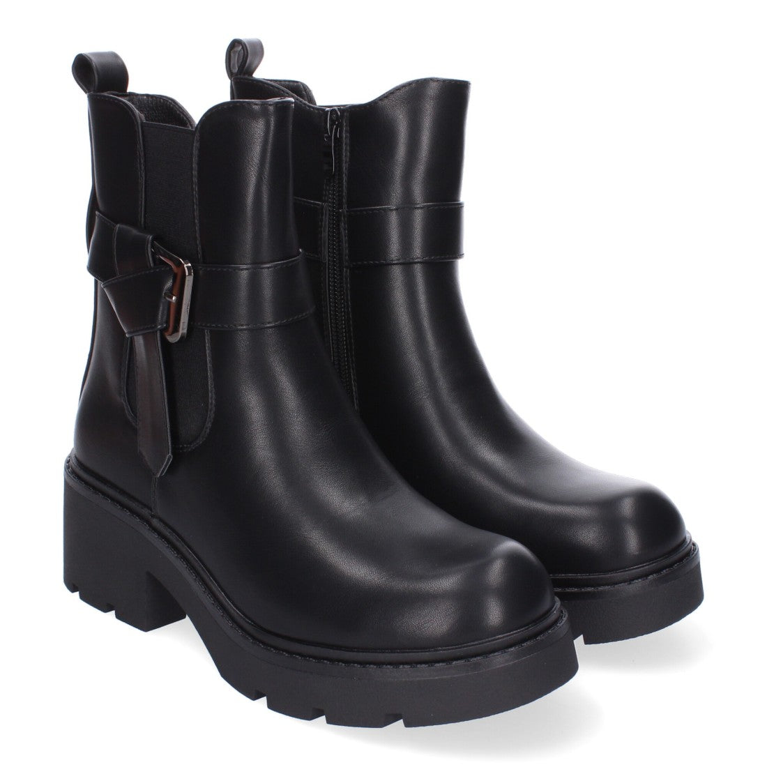 Botines Elegantes Negro con Detalles Distintivos