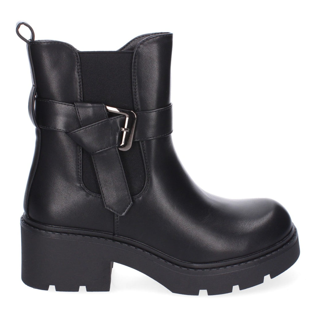 Botines Elegantes Negro con Detalles Distintivos