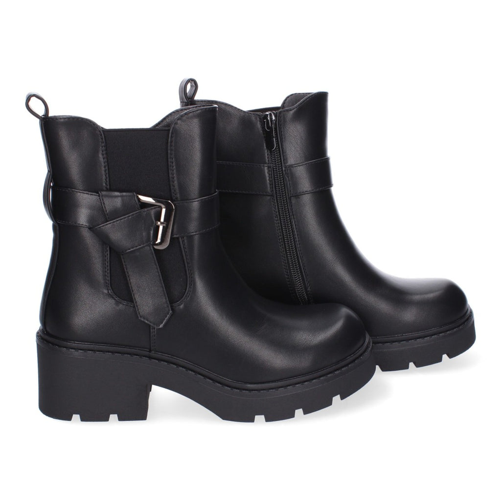 Botines Elegantes Negro con Detalles Distintivos