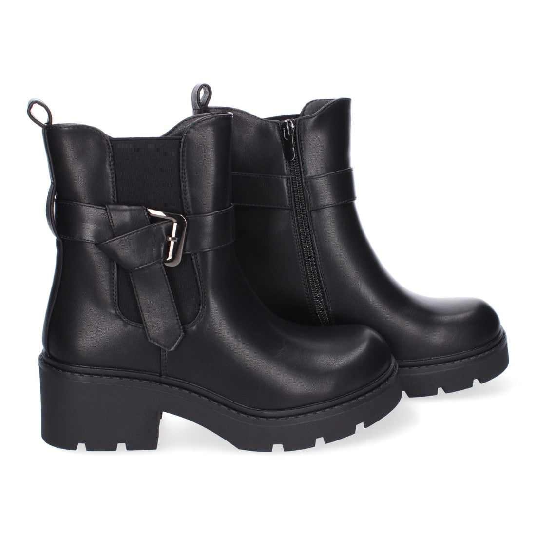 Botines Elegantes Negro con Detalles Distintivos