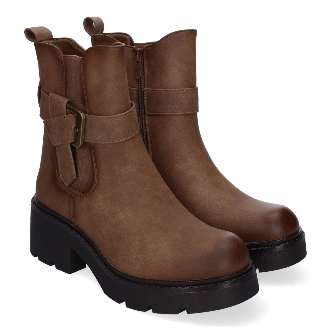 Botines Elegantes Kaki con Detalles Distintivos