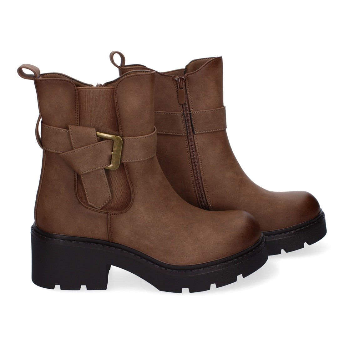 Botines Elegantes Kaki con Detalles Distintivos