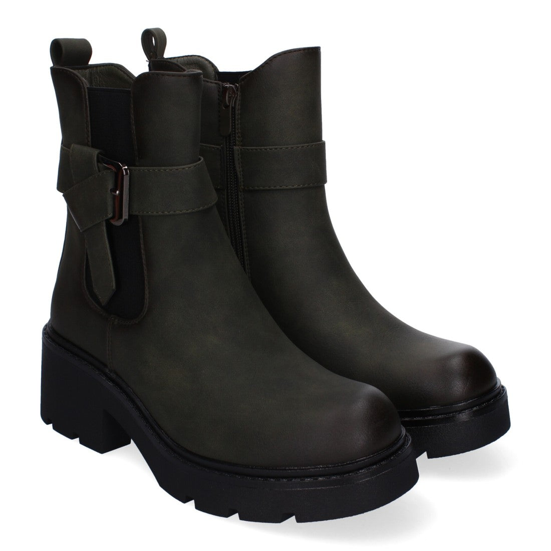 Botines Elegantes Verde con Detalles Distintivos
