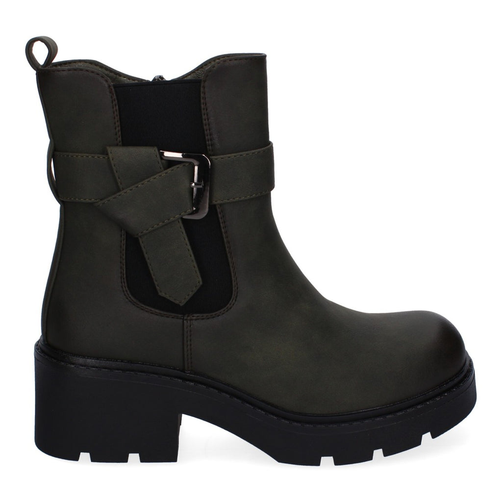 Botines Elegantes Verde con Detalles Distintivos