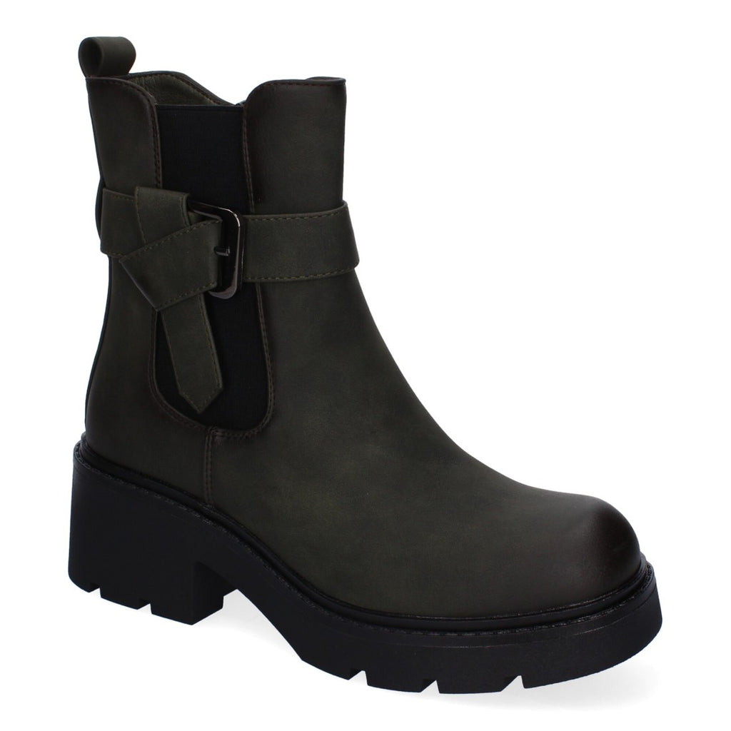 Botines Elegantes Verde con Detalles Distintivos