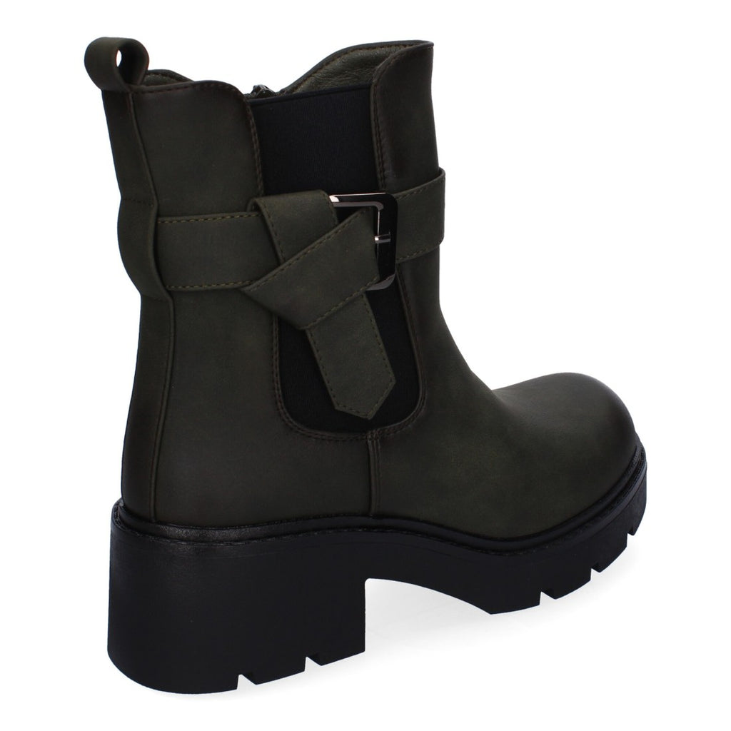 Botines Elegantes Verde con Detalles Distintivos