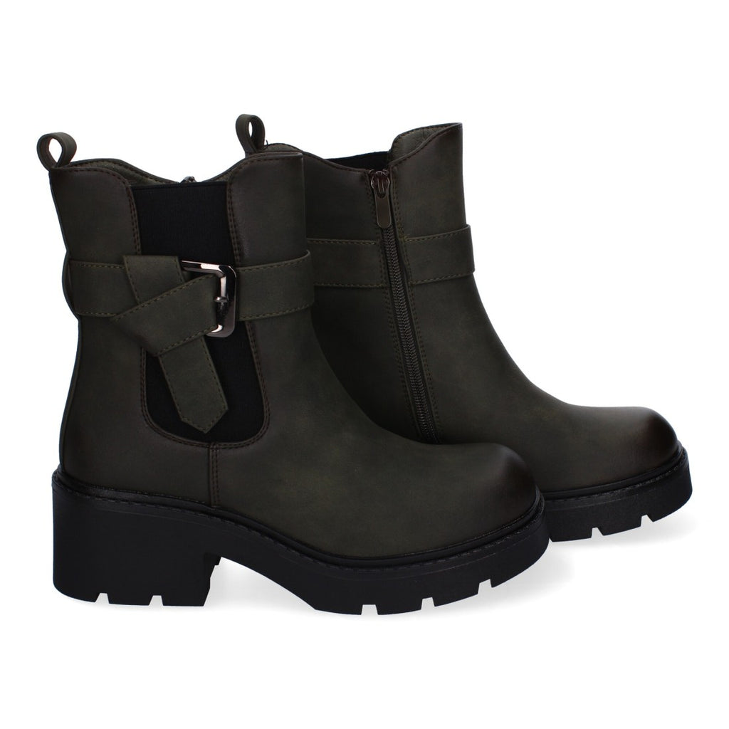 Botines Elegantes Verde con Detalles Distintivos