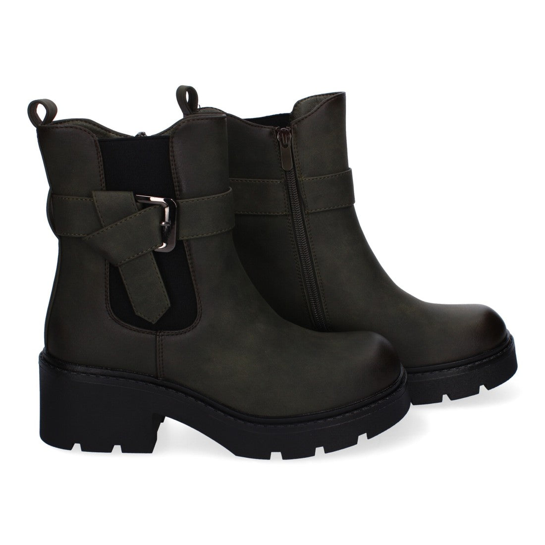 Botines Elegantes Verde con Detalles Distintivos