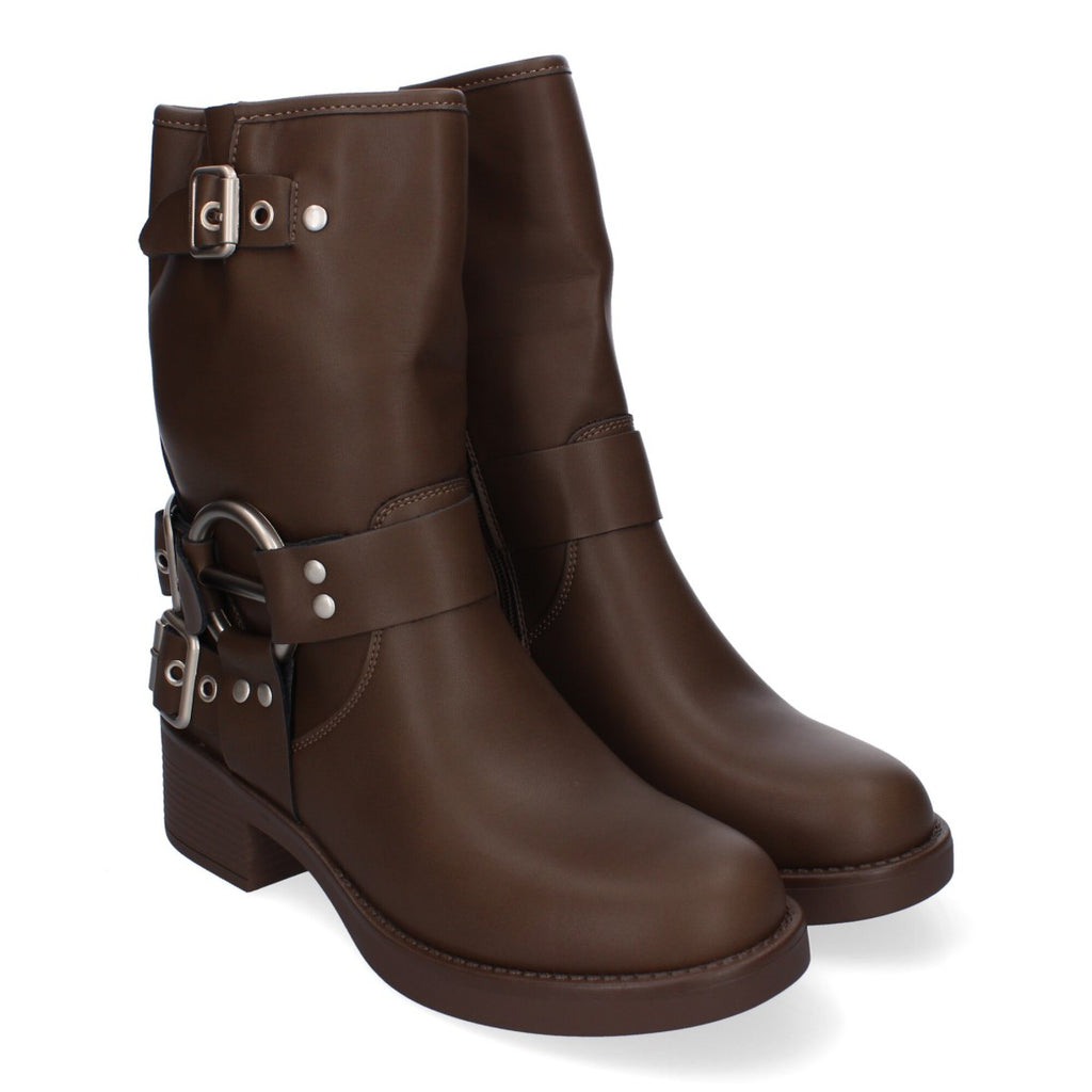 Botines Elegantes Kaki con Detalles Distintivos