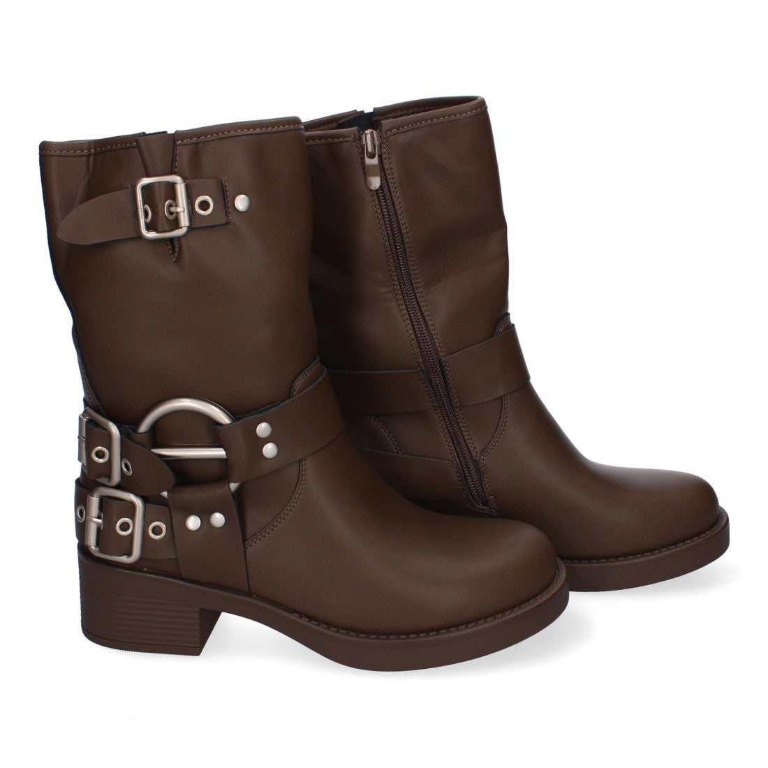 Botines Elegantes Kaki con Detalles Distintivos