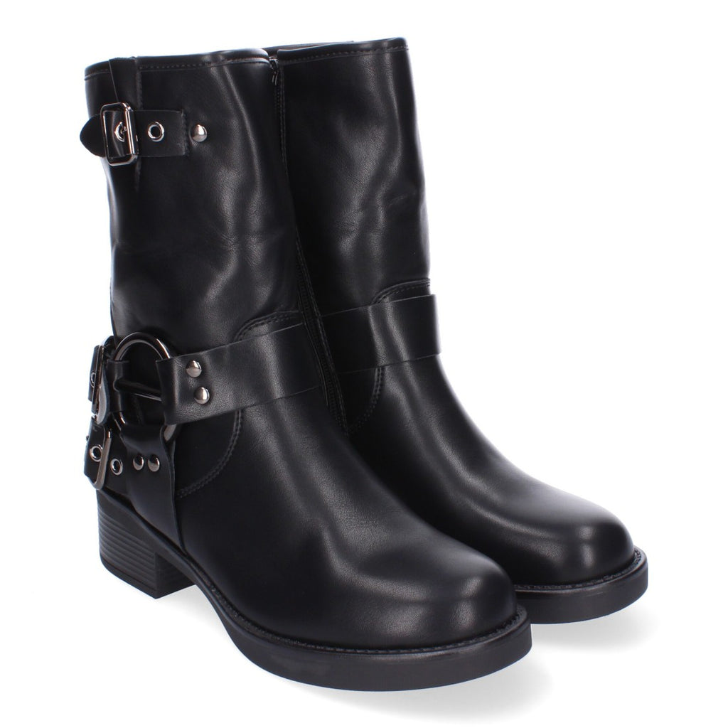 Botines Elegantes Negro con Detalles Distintivos