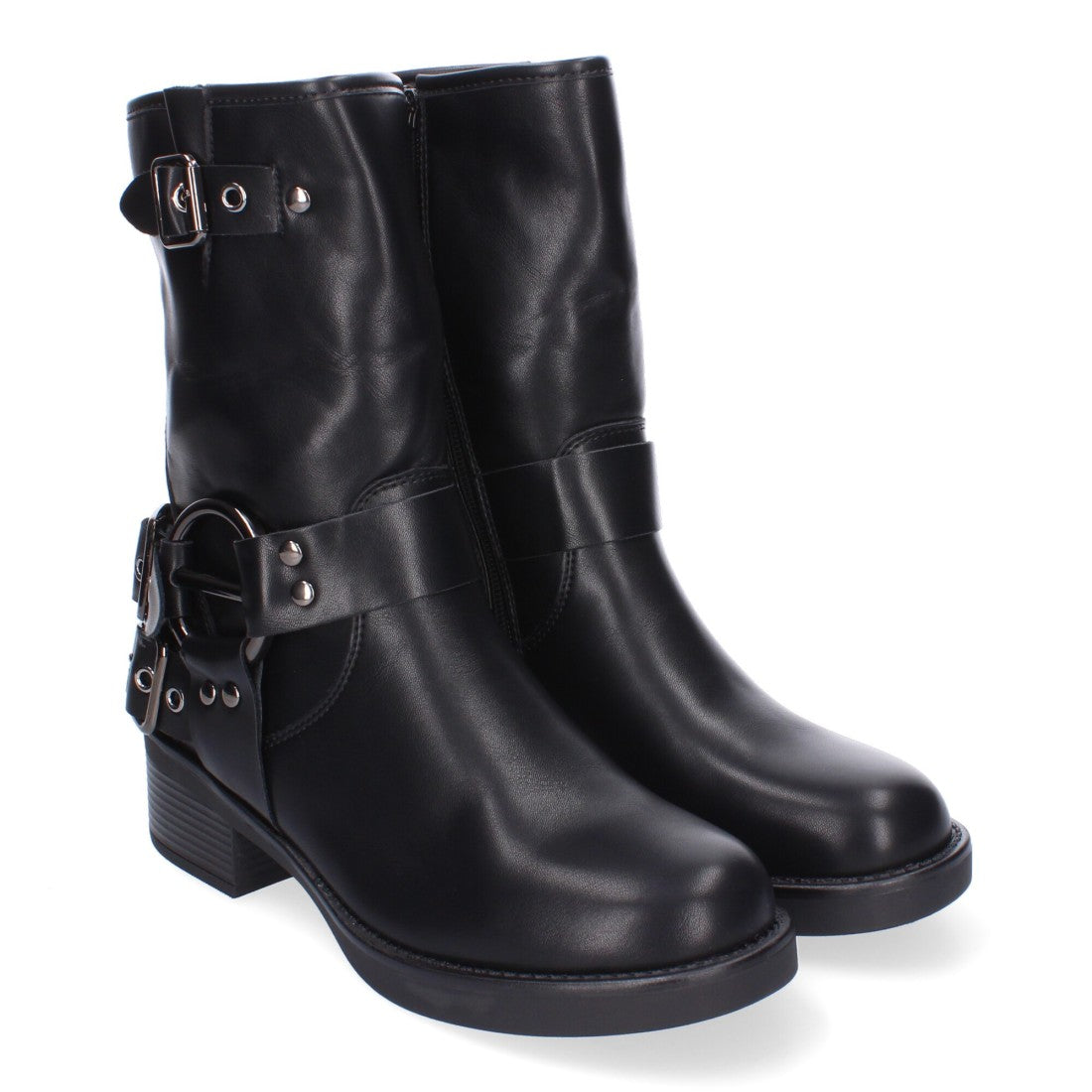 Botines Elegantes Negro con Detalles Distintivos