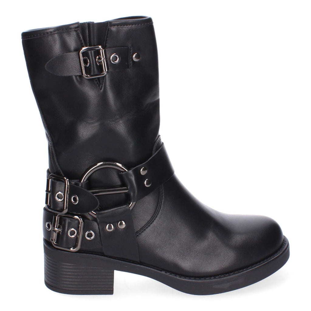 Botines Elegantes Negro con Detalles Distintivos