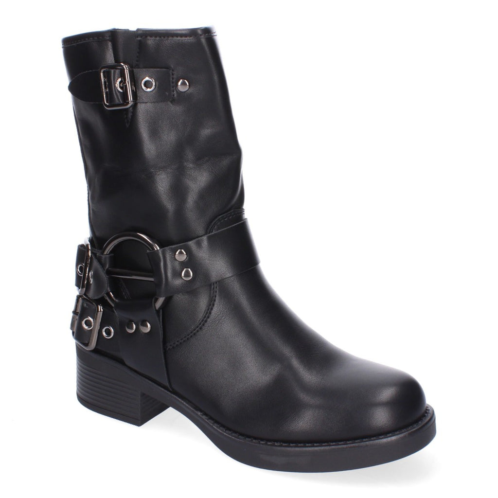 Botines Elegantes Negro con Detalles Distintivos