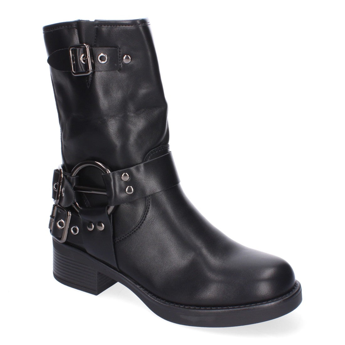 Botines Elegantes Negro con Detalles Distintivos