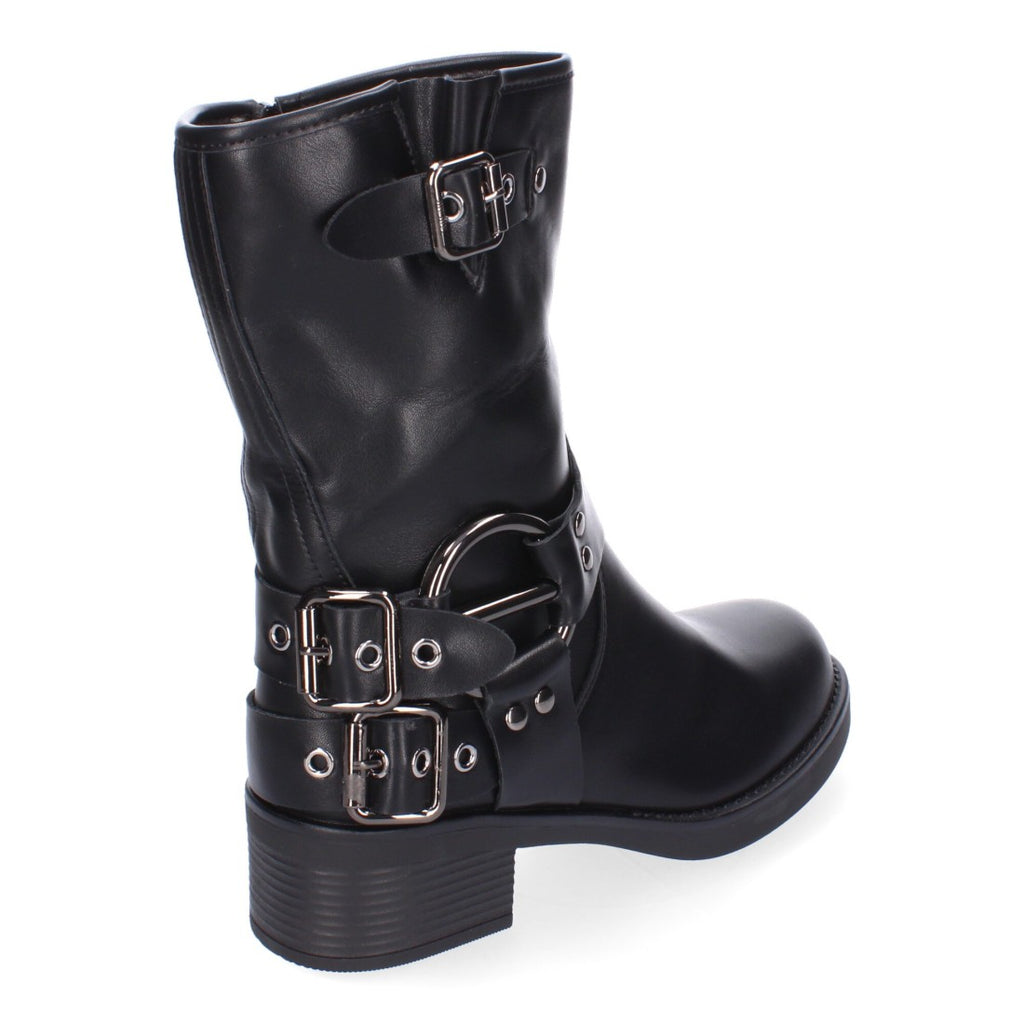 Botines Elegantes Negro con Detalles Distintivos