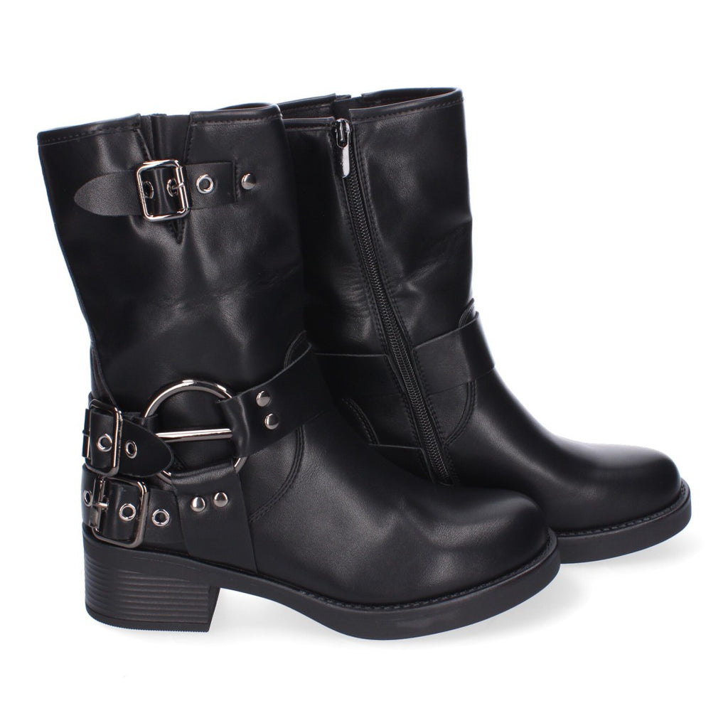 Botines Elegantes Negro con Detalles Distintivos