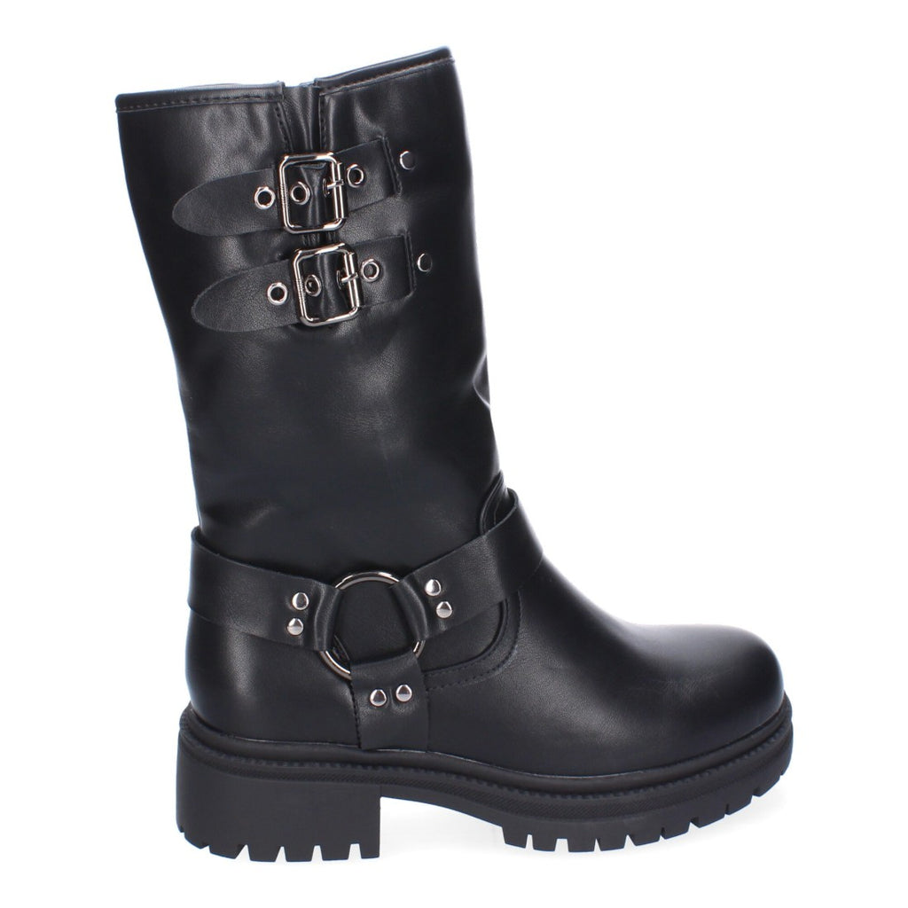 Botas Estilo Motero con Hebillas - Negro