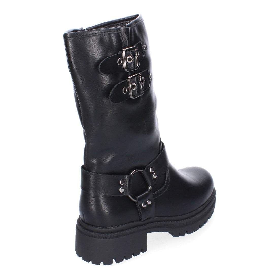 Botas Estilo Motero con Hebillas - Negro