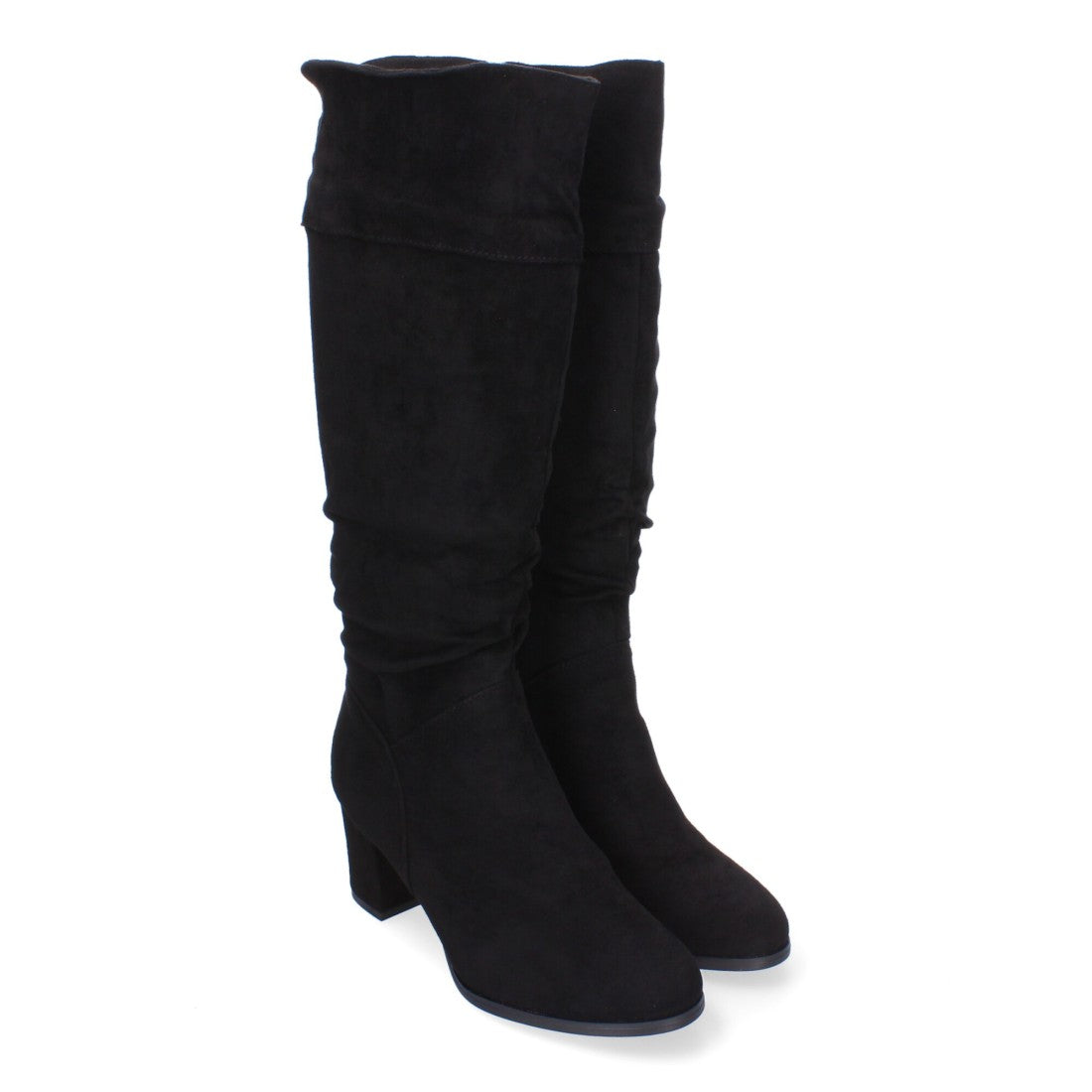 Botas Altas con Caña Arrugada - Negro