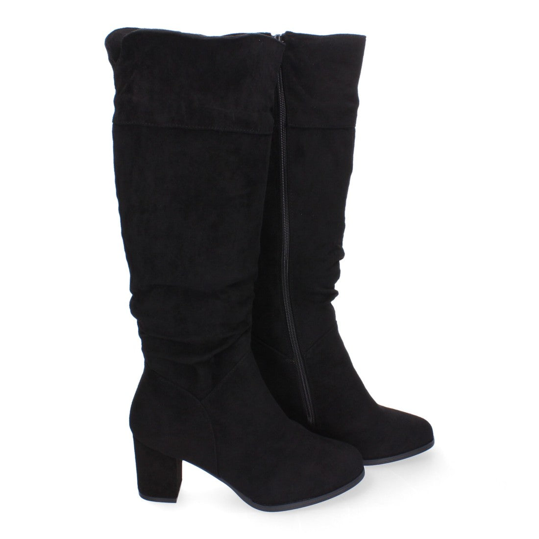 Botas Altas con Caña Arrugada - Negro