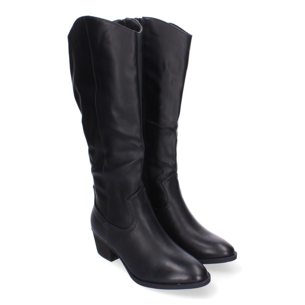 Botas con Tacón y Punta Redonda - Negro