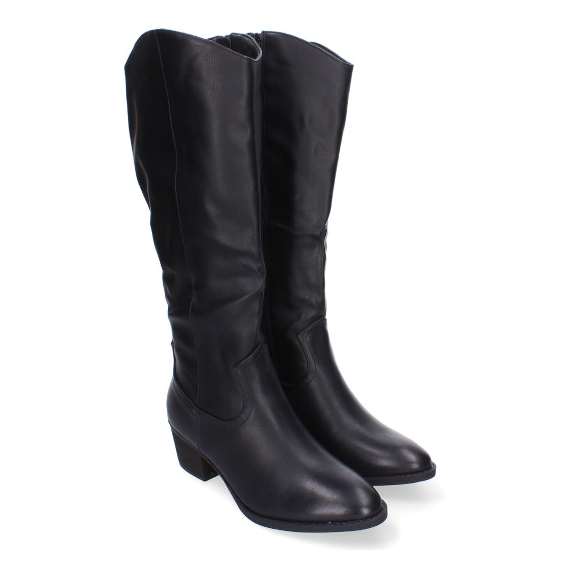Botas con Tacón y Punta Redonda - Negro