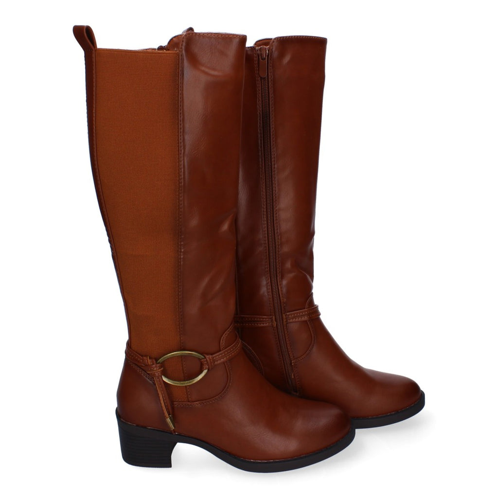 Elegante Stiefeletten in Camel mit Schnalle