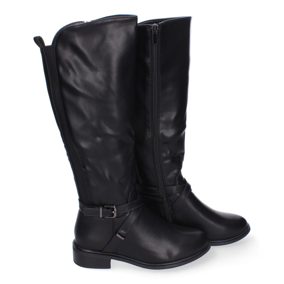 Elegante schwarze Stiefel mit Schnalle