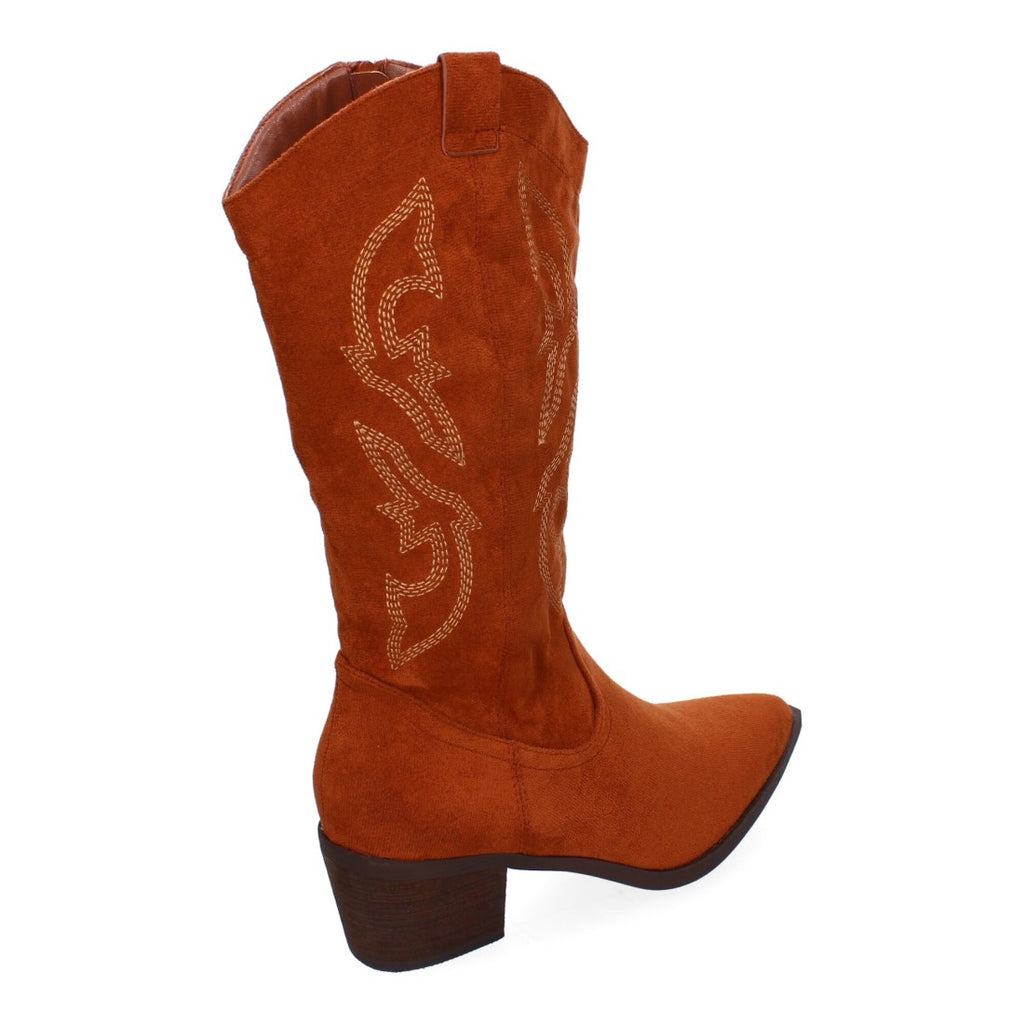 Botas Cowboy con Bordado y Punta Fina - Camel