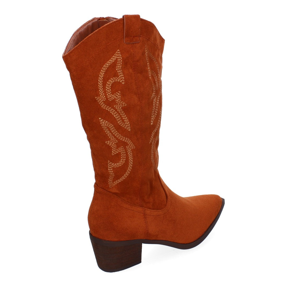 Botas Cowboy con Bordado y Punta Fina - Camel