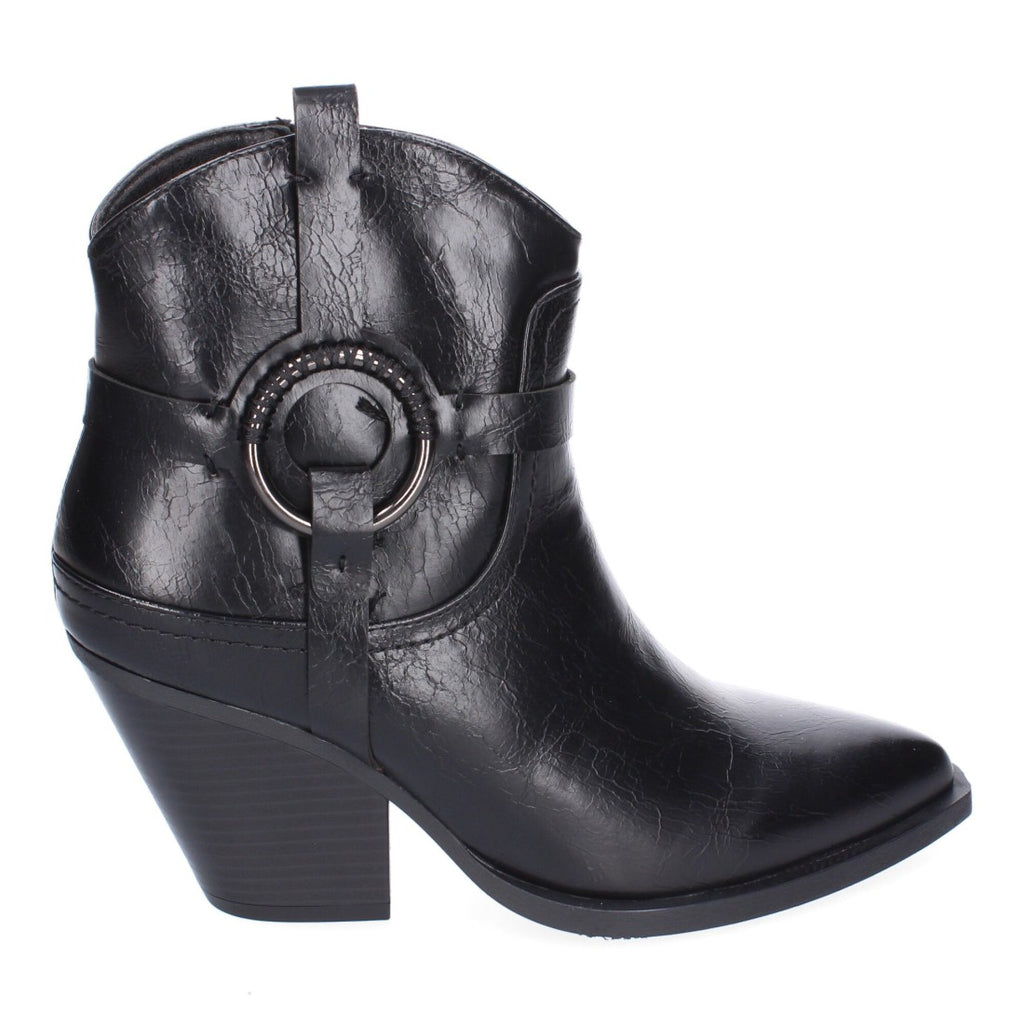 Botines Estilo Cowboy Negro con Adorno Metálico y Cremallera