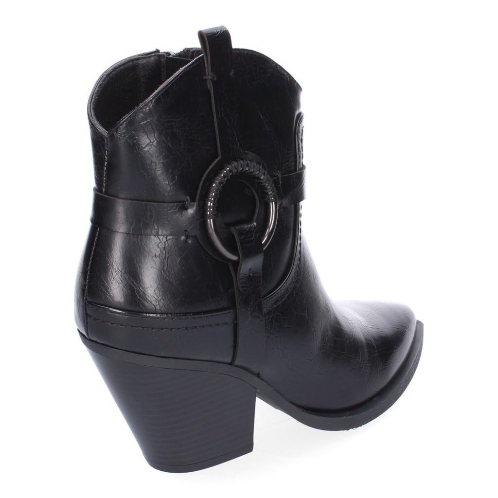 Botines Estilo Cowboy Negro con Adorno Metálico y Cremallera