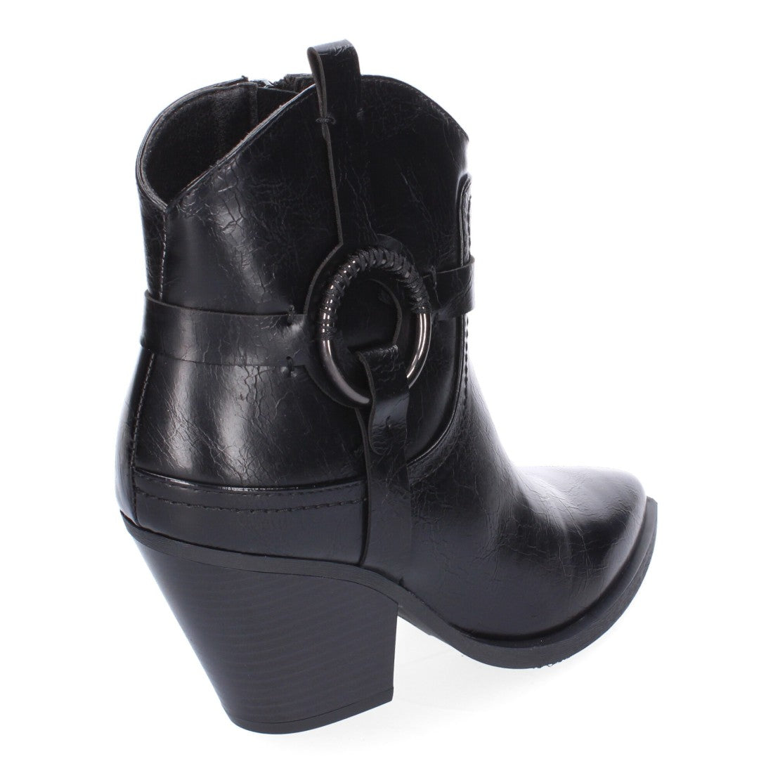 Botines Estilo Cowboy Negro con Adorno Metálico y Cremallera