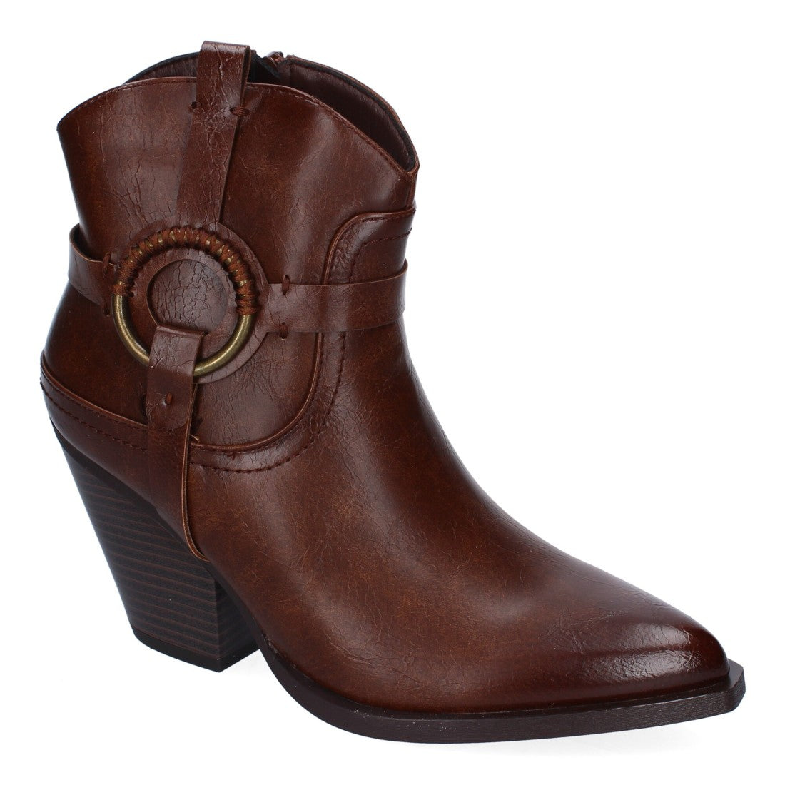 Botines Cowboy con Adorno Metálico - Marrón