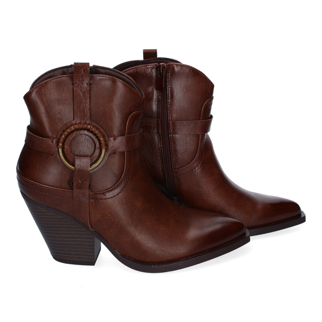 Botines Cowboy con Adorno Metálico - Marrón