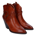 Botines Estilo Cowboy Camel con Adorno Metálico y Cremallera